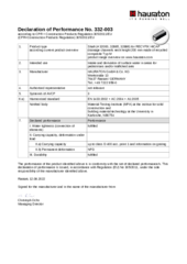 Declaration of Performance