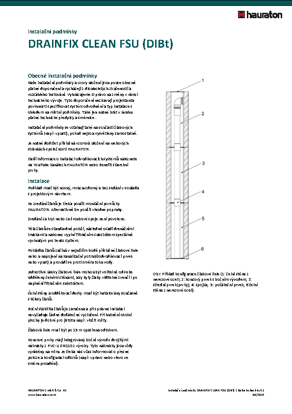 Instalační podmínky