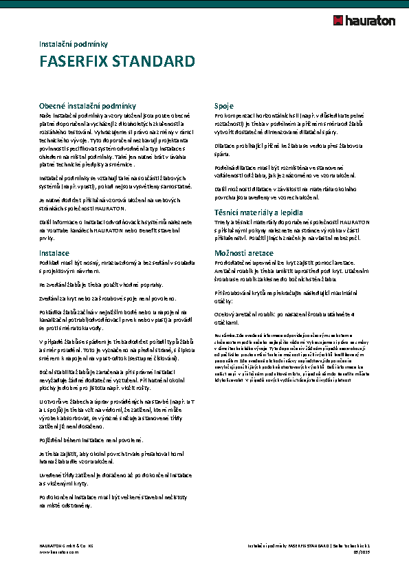 Instalační podmínky