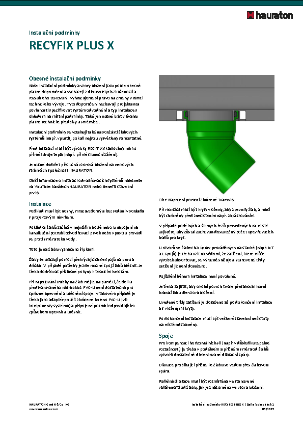 Instalační podmínky