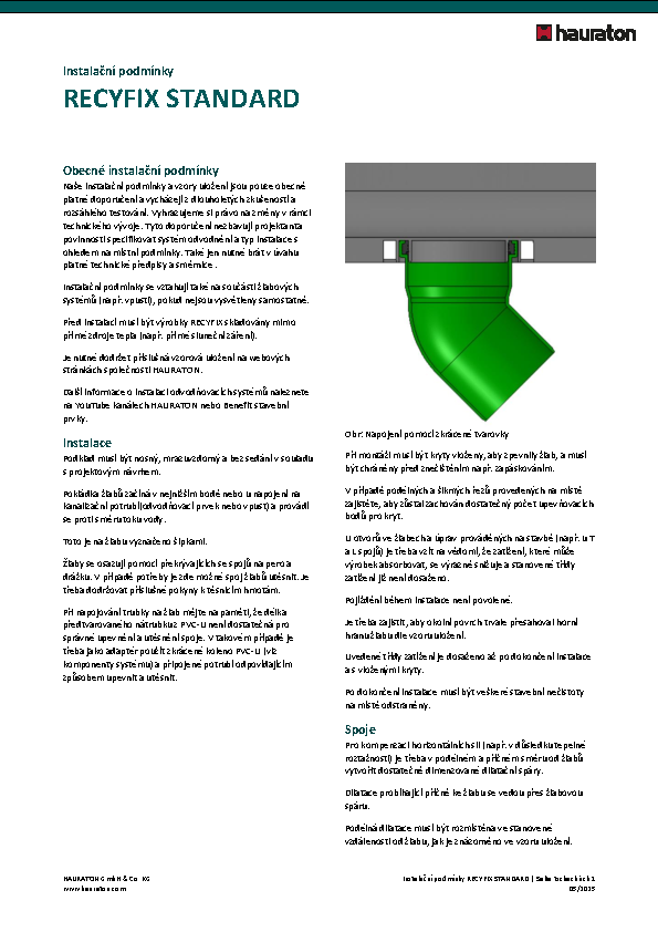 Instalační podmínky