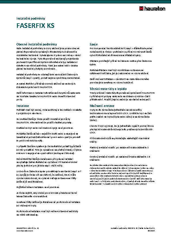 Instalační podmínky