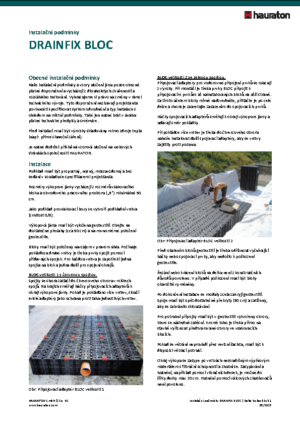 Instalační podmínky