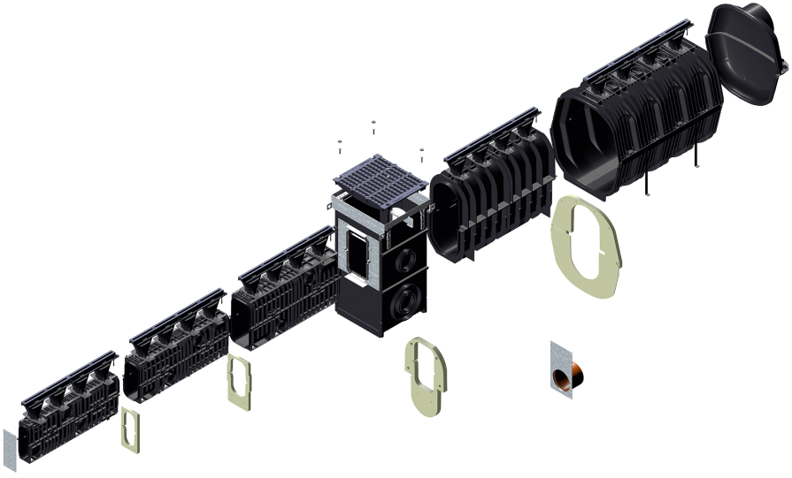 deconstructed product image highlighting the most important parts of the product